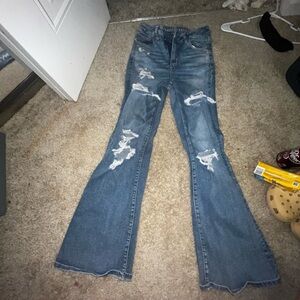 American Eagle Blue Flare Wide Leg Jeans